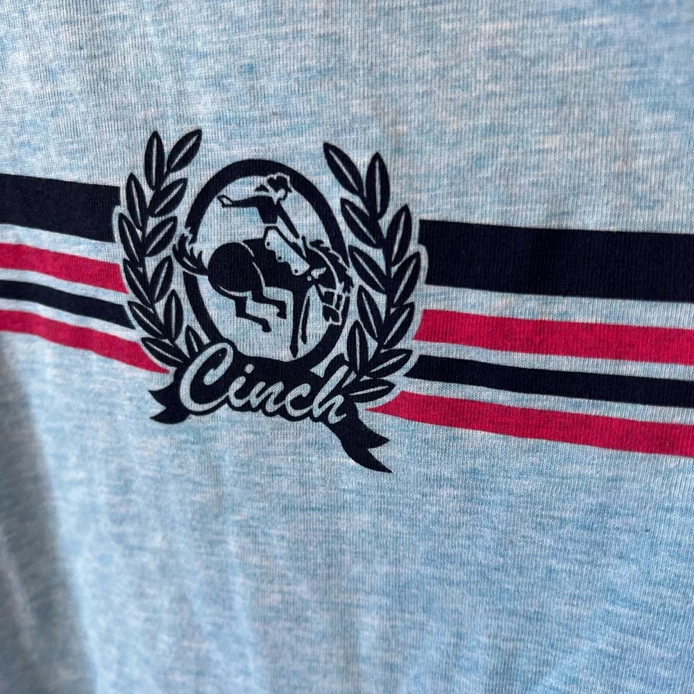 Cinch Western Boyfriend Striped T-Shirt Cowgirl Graphic Tee Crewneck Relaxed - Picture 3 of 6